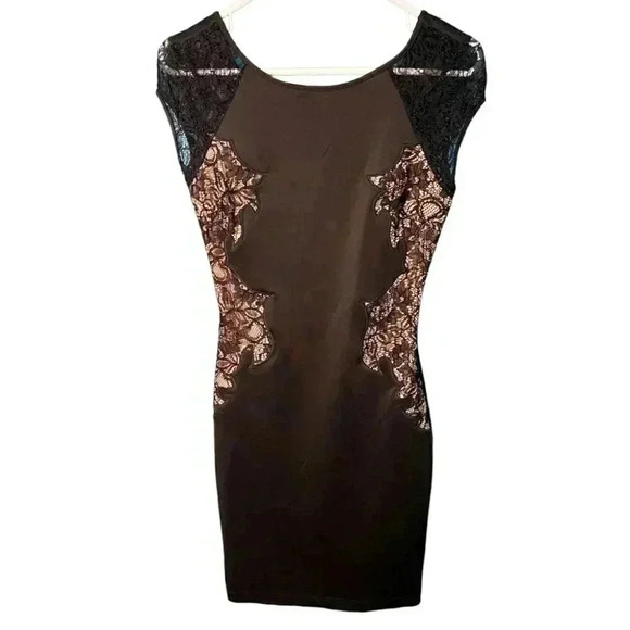 Mystic Black Laced Fitted Bodycon Dress - Picture 1 of 4